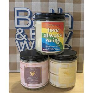 Bath & Body Works BBW Single Wick Candles Set of 3 (Citrus/Raspberry/Vanilla)
